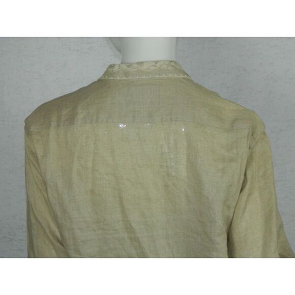 Bellows Brut Le Garage Blouse Vintage Beige‎ Linen Lace Paris France Medium - Picture 6 of 9